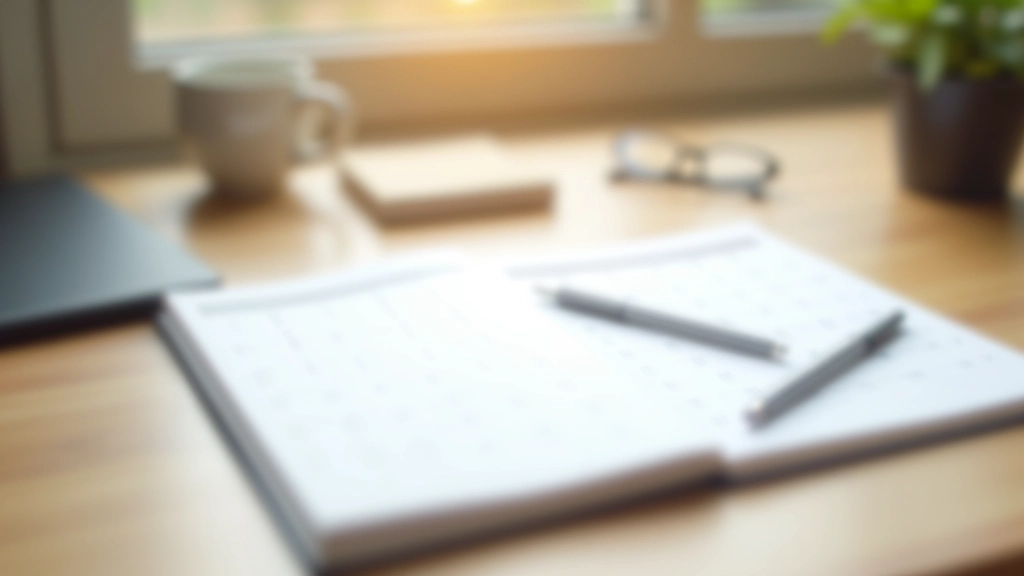 Kalender und Planungsnotizen mit Stift, Tisch von oben, professionelles Setup